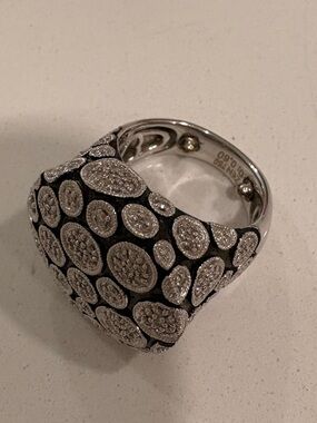 Sterling Silver Pavé Dot Statement Ring - Black & Silver